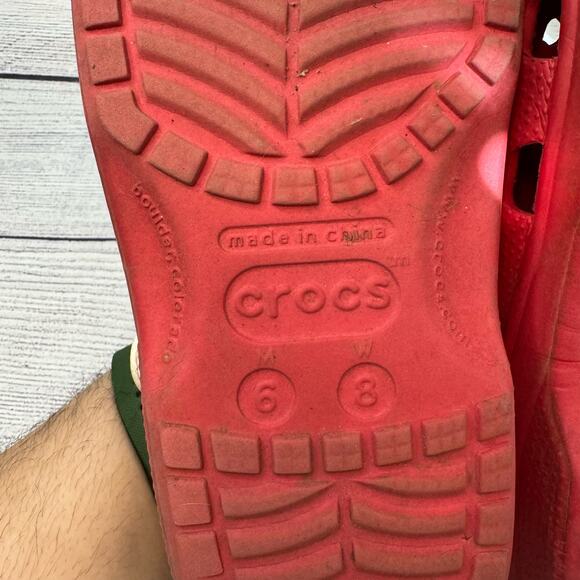 Crocs Classic Red "England" Strap Slide On Clogs Men Size 6 Women Size 8 - Picture 8 of 9